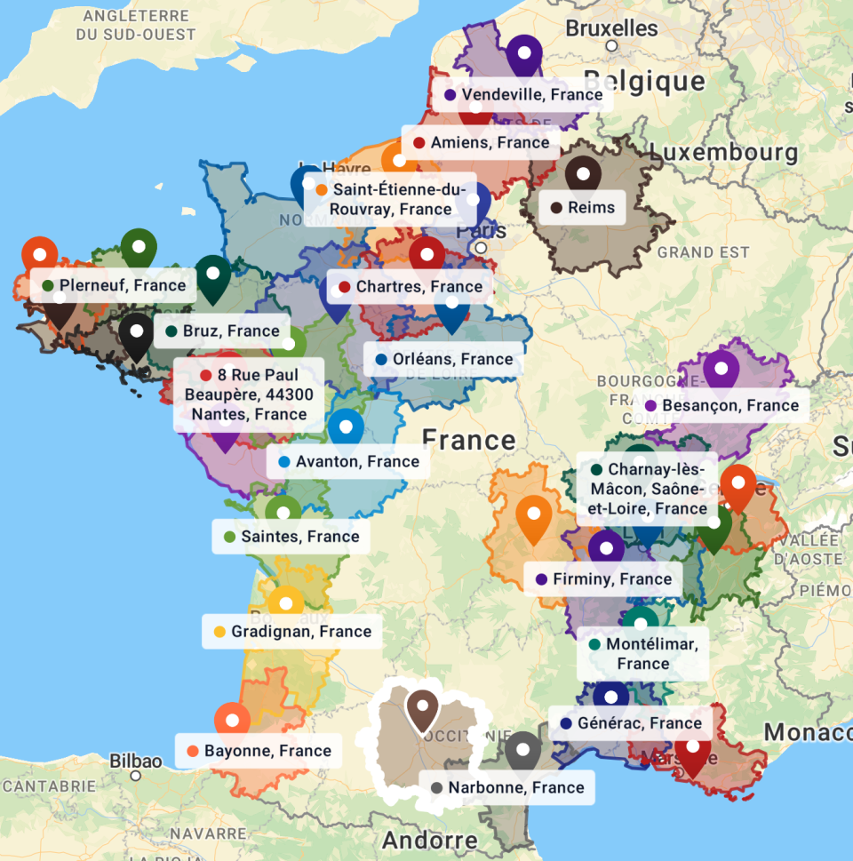 Zones de couverture